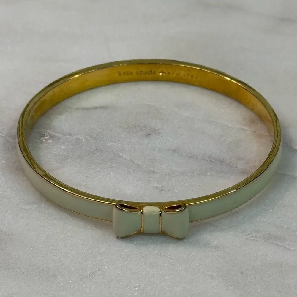 Kate Spade Take A Bow White Enamel Bangle Bracelet - Picture 2 of 3